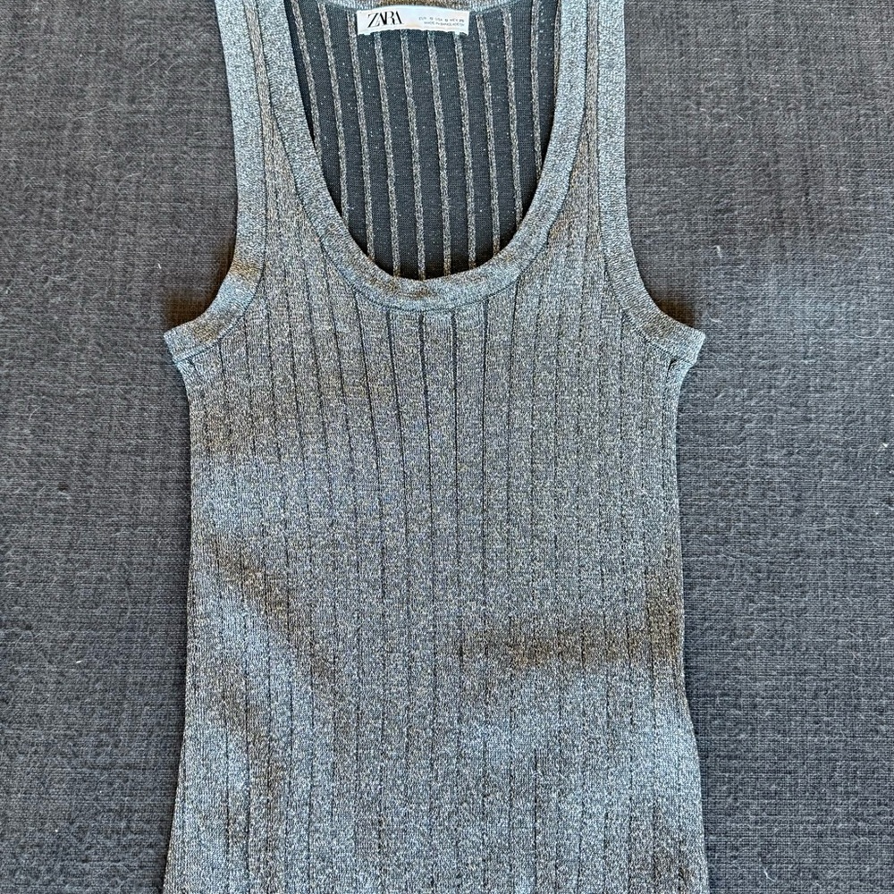 Zara Charcoal Ribbed Tank Top
